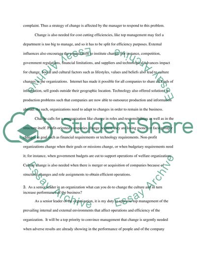 Impact Organizational Culture Have on Achievement of Performance Results