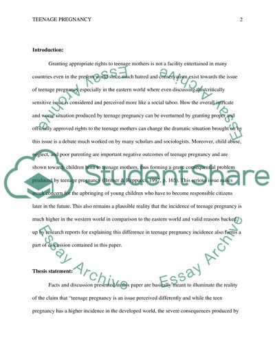 Teenage Pregnancy and its Consequences