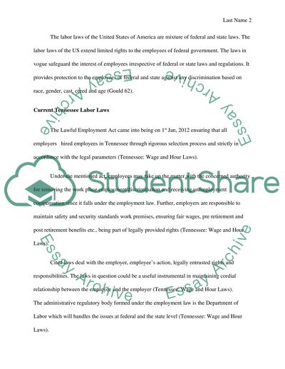 Discuss Tennessees labor laws and how these laws impact employers and employees