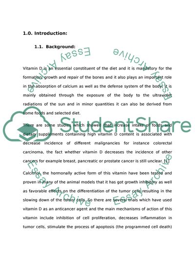 Role of Vitamin D in the Prevention of Cancers