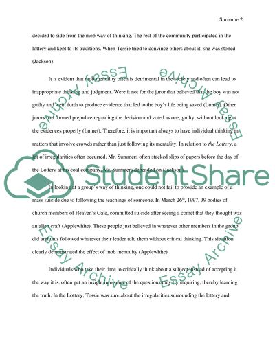 12 Angry Men and The Lottery