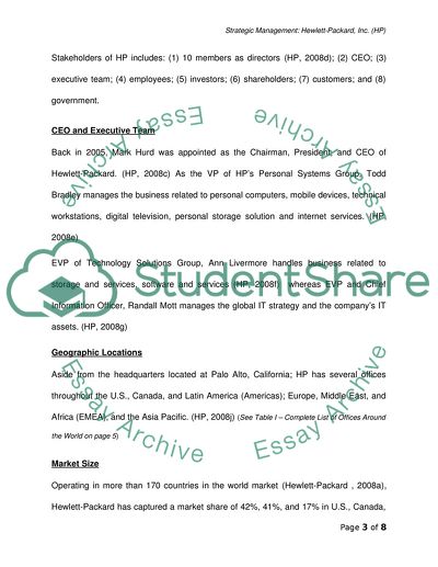 Strategic Management at Hewlett-Packard Inc
