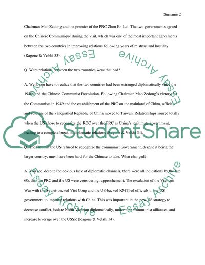 Interview on President Nixons Visit to China in 1972