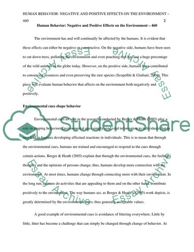 Human Behavior: Negative and Positive Effects on the Environment