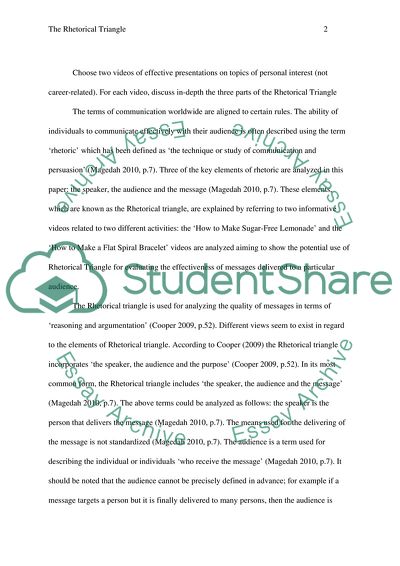 Rhetorical Triangle for Evaluating the Effectiveness of Messages