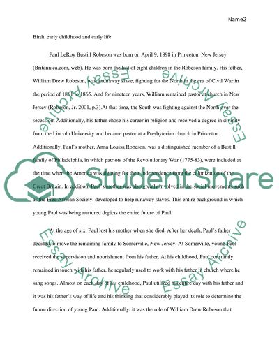 Research Paper on Paul Robeson