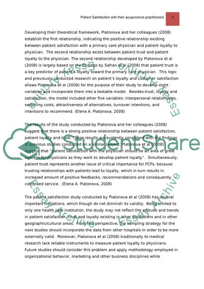 Patient Satisfaction with their Acupuncture practitioners