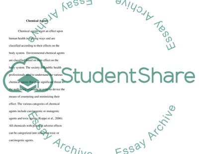 Biological Chemical, Physical Environmental Agents