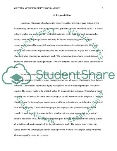 Written Modified Duty Program