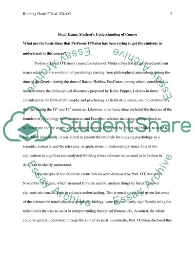 Students Understanding of Course