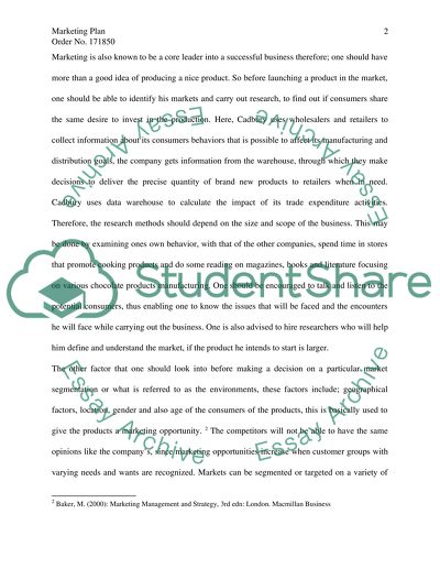 Marketing Plan for Cadbury Chocolate