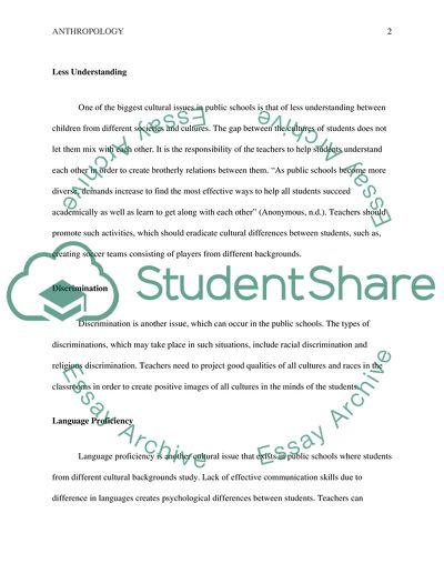 Cultural Issues in Public Schools