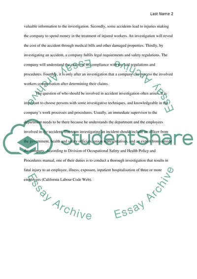 Accident investigation in industries