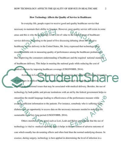 The Quality of Service in Healthcare