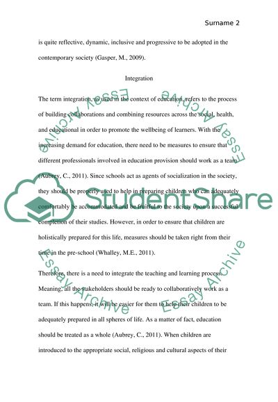 Integration in Early Childhood Education