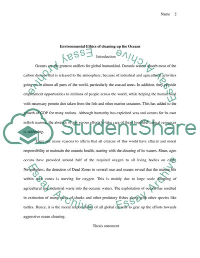 Environmental Ethics of Cleaning up the Oceans