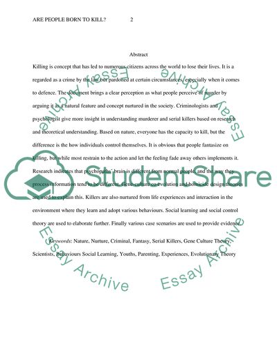 Are People Born to Kill