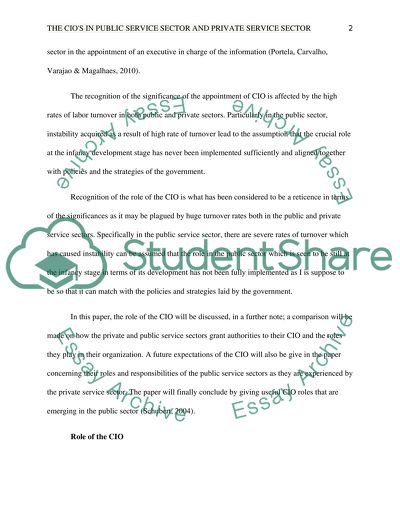 The CIOS In Public Service Sector And Private Service Sector