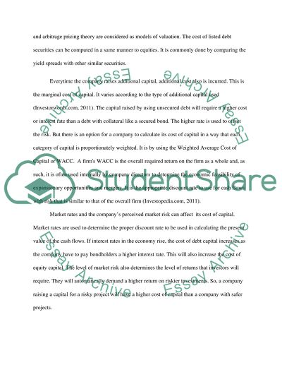Explain a companys cost of capital and how it is calculated