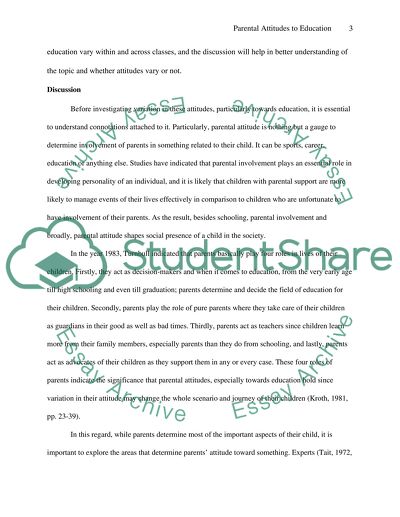 Parental Attitudes to Education