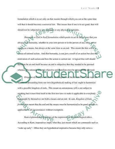 Kants Metaphysics of Morals, the Importance of Duty