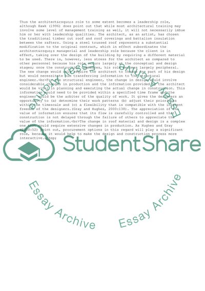 The Coordination of Information from Various Specialists - Architect