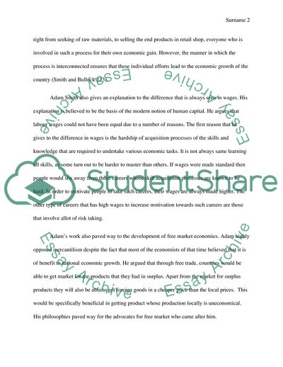 Adam Smith Description Economic Relations between People, Businesses and Nations