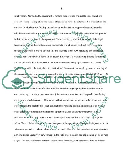 Joint Operating Agreements and International Oil Production Law
