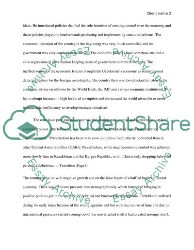Analysis of Uzbekistans Economy