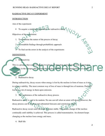 Radioactive Decay Experiment