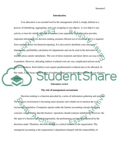 The Impact of Absorption and the ABC Method on Decision-Making
