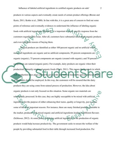 Influence of Labeled Artificial Ingredients in Certified Organic Products on Sale