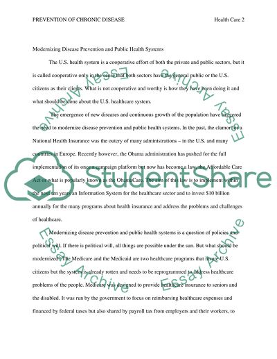 Prevention of Chronic Disease and Improving Public Health