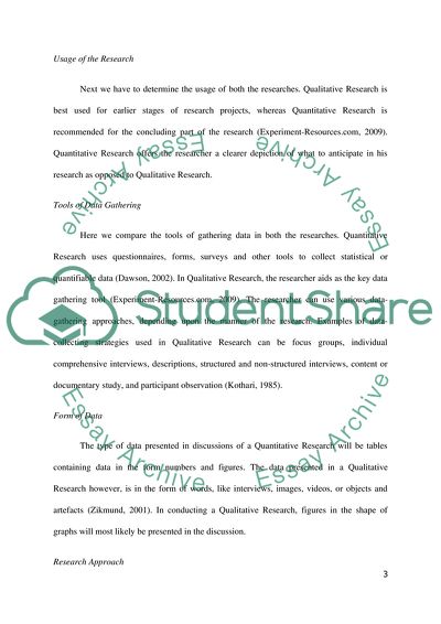 Comparison of Quantitative & Qualitative Research