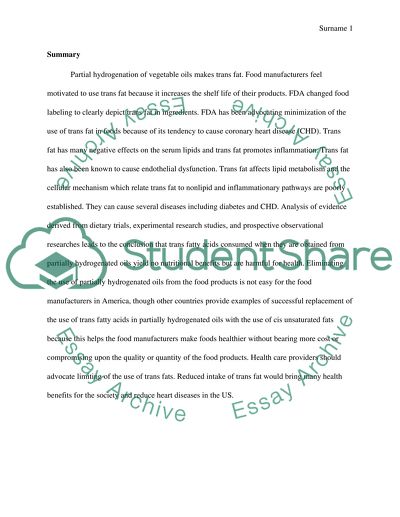 Trans Fatty Acids and Cardiovascular Disease