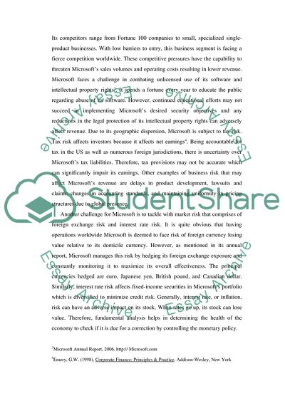 The Sources of Fundamental Risk Involved in Investing in Microsoft Stocks