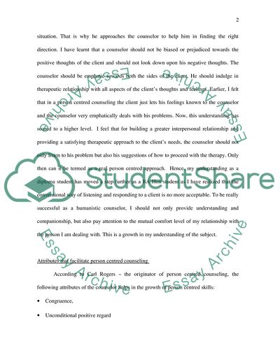 Growth in Person Centred Counseling Skills