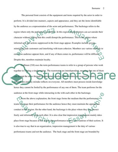 Goffmans concepts of impression management and their application to todays society