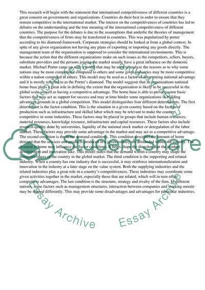 Porters Model of National Competitive Advantage in Explaining Workings and Achievements of Nation