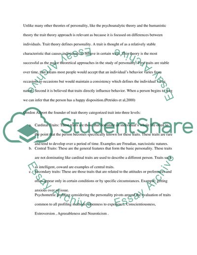 Psychometric Profiling of a Person