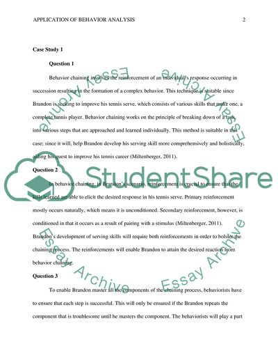 Application of Behavior Analysis-Case Study