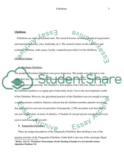 The Chiefdoms of Powhattan and Ukaguru