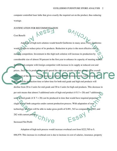 Guillermo Furniture Store Recommendation