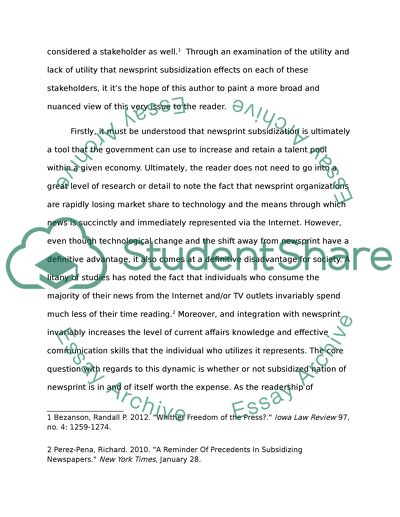 Subsidy in the Newspaper Industry