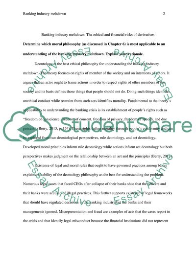 Banking Industry Meltdown: The Ethical and Financial Risks of Derivatives