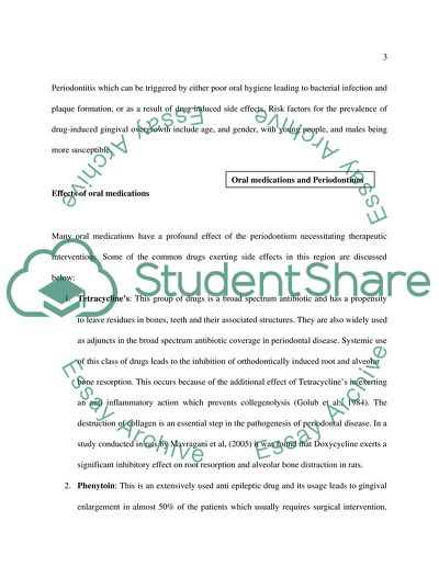 The effects of oral medications on the peridontium