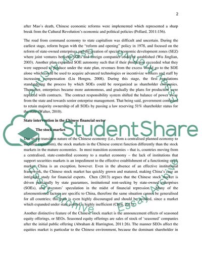 Finance in China - the Contemporary Phenomenon of State Capitalism