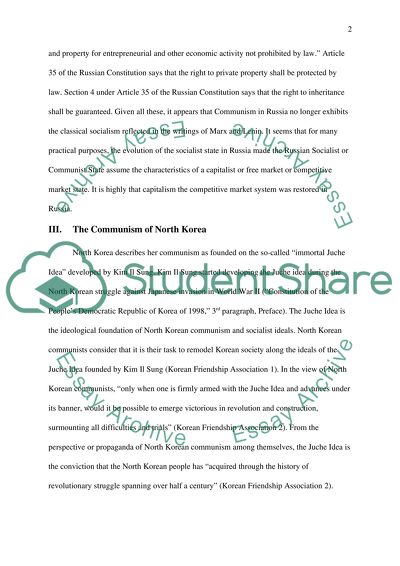 Communism in North Korea Compared with Russia