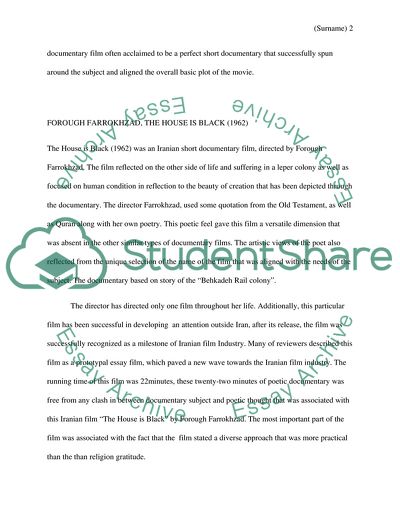 Documentary Cinema Response Journals