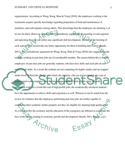 Summary and Critical Response